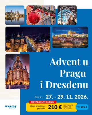 Advent u Pragu i Dresdenu ✨🎄

Krenite s nama na adventsko putovanje koje spaja čarobnu atmosferu Praga i blagdanski ugođaj Dresdena.
Očekuju vas ukrašeni trgovi, mirisi kuhanog vina i božićnih delicija, šetnje povijesnim ulicama, svjetla, adventski sajmovi i posebna atmosfera gradova koji u prosincu izgledaju još ljepše. 🌟

Prag osvaja romantičnim ulicama i bogatom poviješću, a Dresden jednim od najpoznatijih adventskih ugođaja u Njemačkoj.

Detalji i rezervacije: https://f.mtr.cool/fw6wocg3h9
Rezervirajte svoje mjesto i krenite s nama!

RUDI Travel